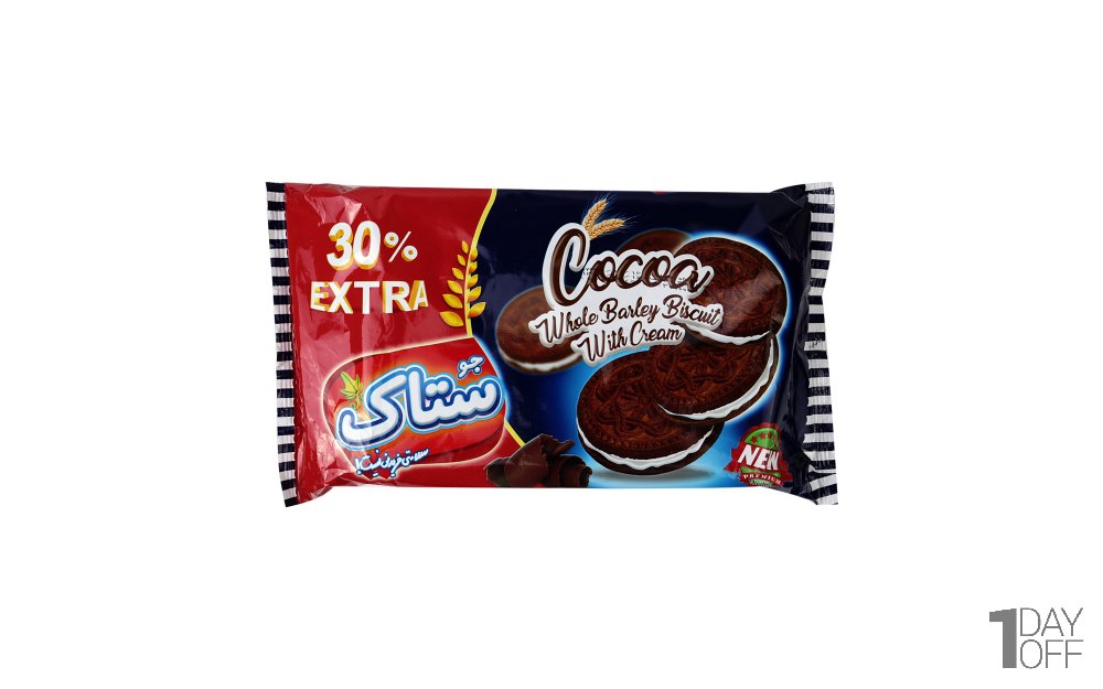 بیسکویت جو کاکائویی کرم‌دار ستاک مقدار 570 گرم