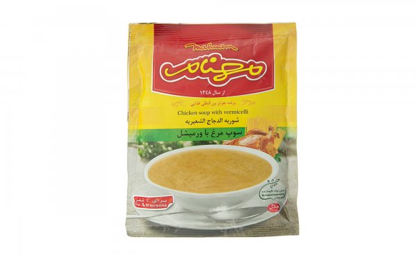 سوپ مرغ و ورمیشل نیمه‌آماده مهنام مقدار 75 گرم