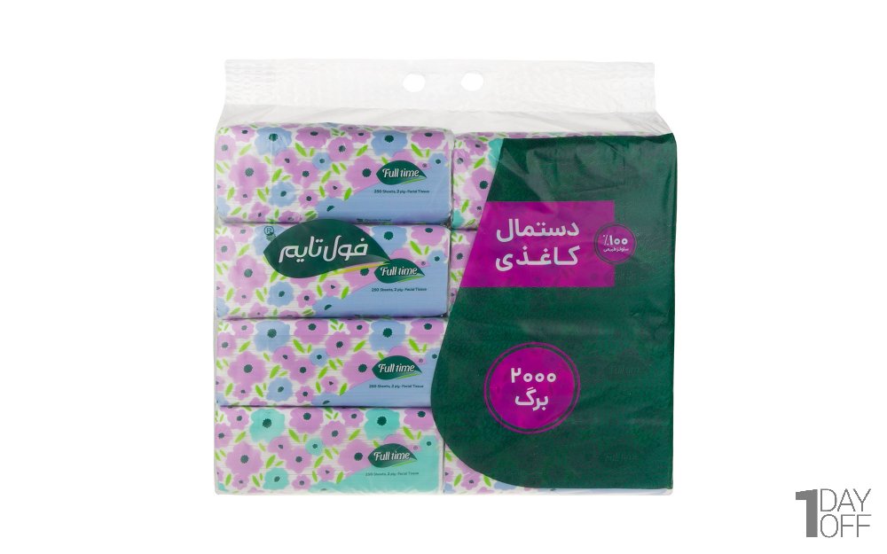دستمال کاغذی اقتصادی 250 برگ فول تایم بسته 8 عددی (کیفیت بالا)