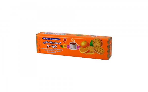 بیسکویت ساقه طلایی کرم‌دار مینو با طعم پرتقال مقدار 192 گرم