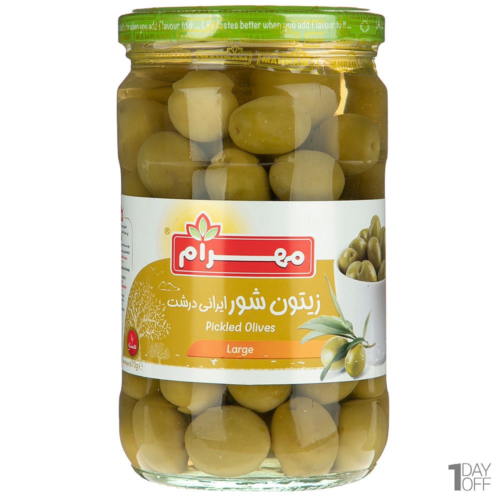 زیتون شور ایرانی درشت مهرام مقدار 670 گرم