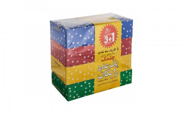 دستمال کاغذی 100 برگ دولایه چشمک طرح خالدار بسته 3+1 عددی