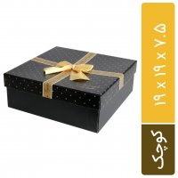 باکس هدیه مکعب رنگ مشکی و طلایی ابعاد 19x19x7.5 سانتی‌متر 