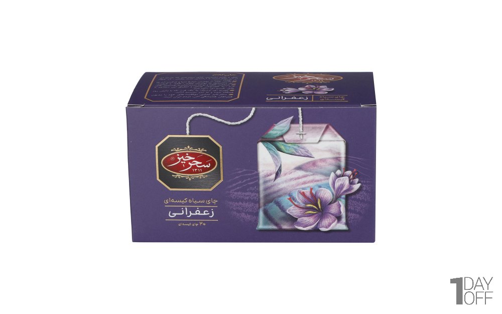 چای سیاه کیسه‌ای زعفرانی سحرخیز بسته 20 عددی