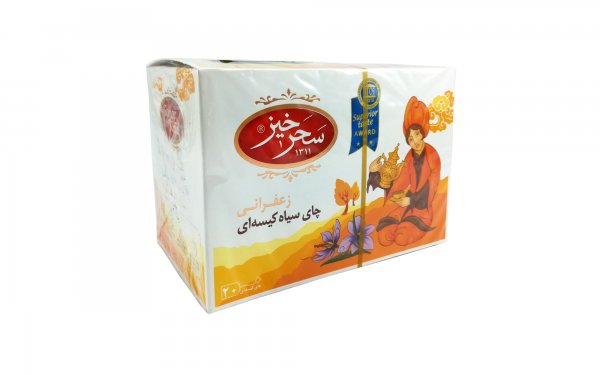چای سیاه کیسه‌ای زعفرانی سحرخیز بسته 20 عددی