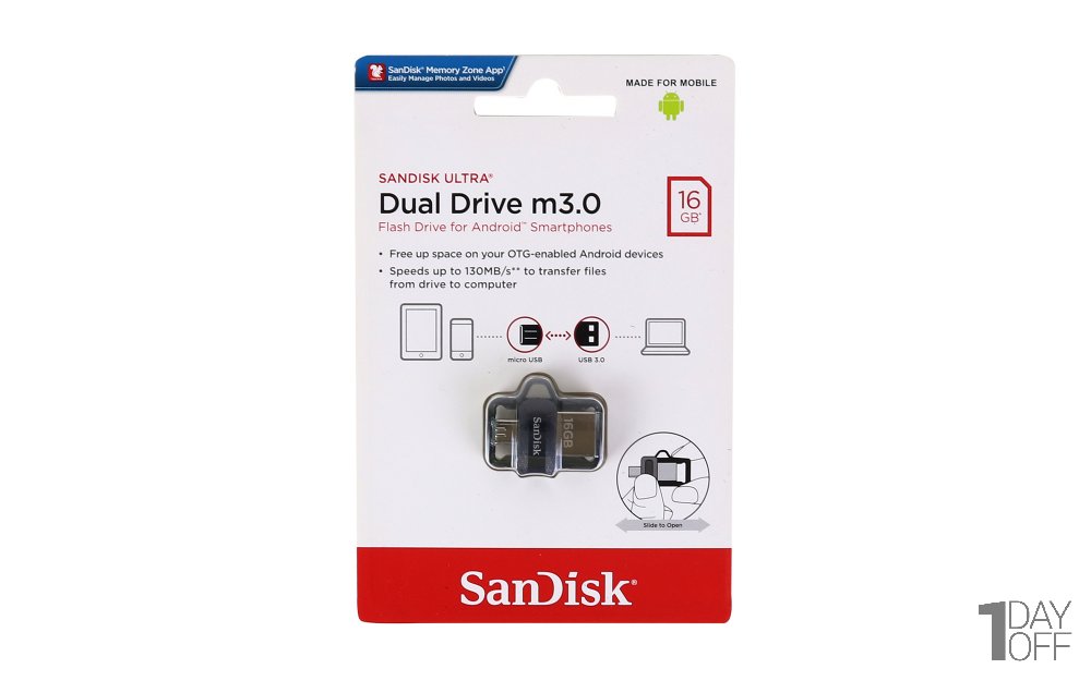 فلش مموری 16 گیگابایت سن دیسک (Sandisk) مدل Dual Drive