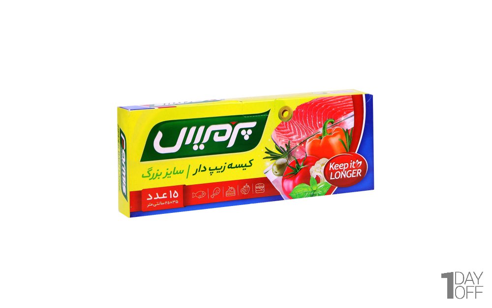 کیسه زیپ‌دار سایز بزرگ 15 عددی پرمیس بسته 15 عددی