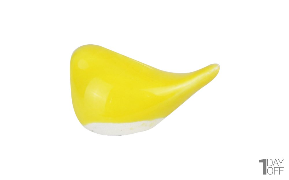 پرنده سفالی رنگ زرد سایز کوچک