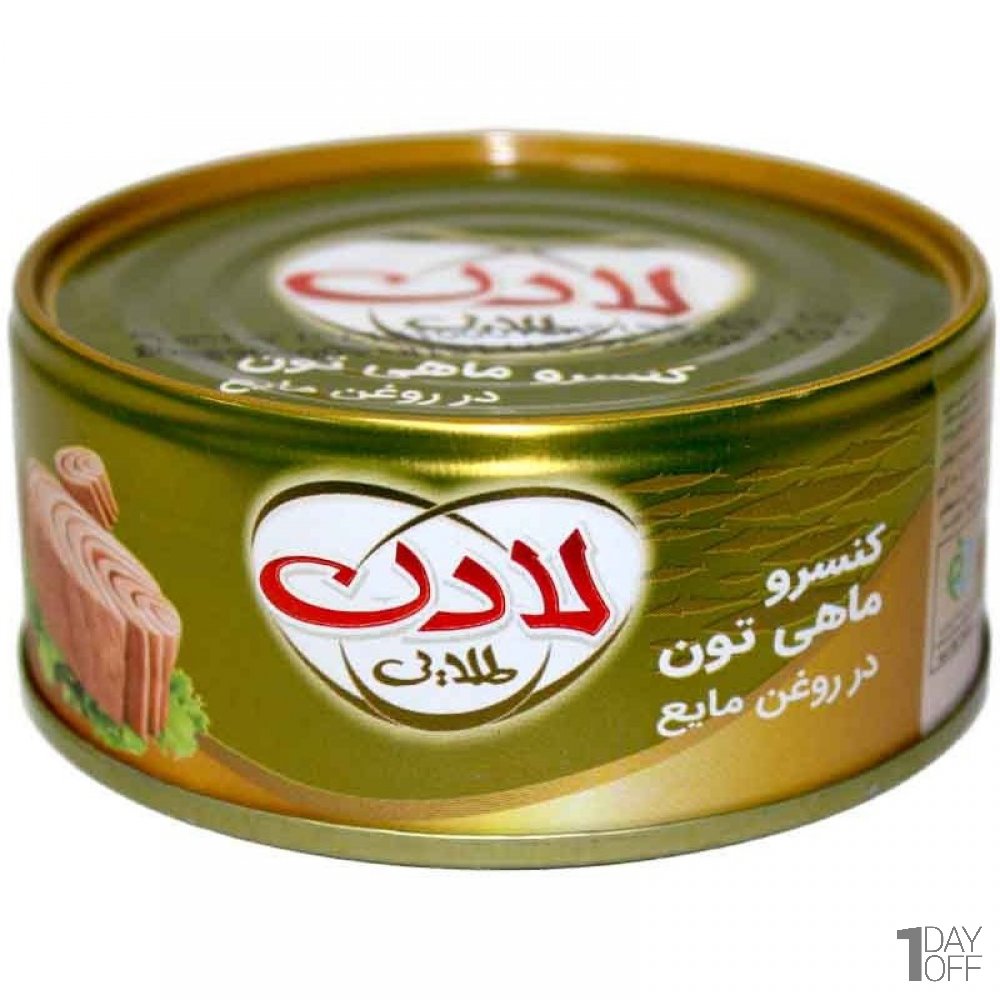 کنسرو ماهی تون در روغن مایع لادن طلایی مقدار 150 گرم