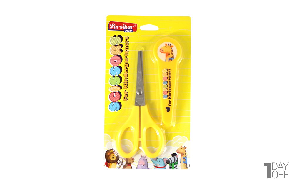 قیچی دارای محافظ رنگ زرد پارسیکار مدل JM701 