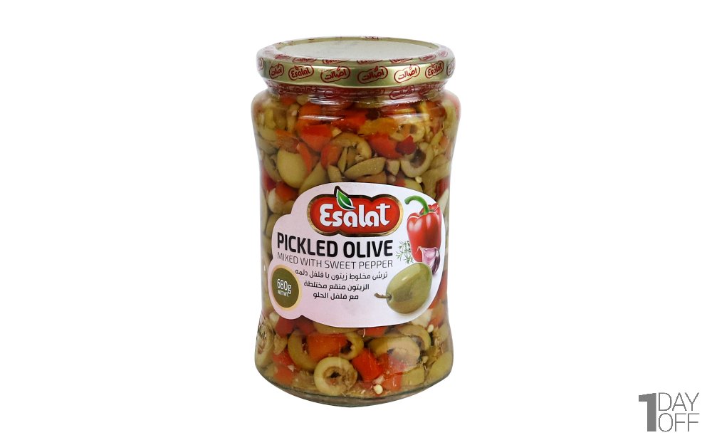 ترشی مخلوط زیتون با فلفل‌دلمه اصالت مقدار 680 گرم