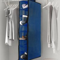 نظم دهنده کفش آویز داخل کمد 8 طبقه آبی با نوار مشکی