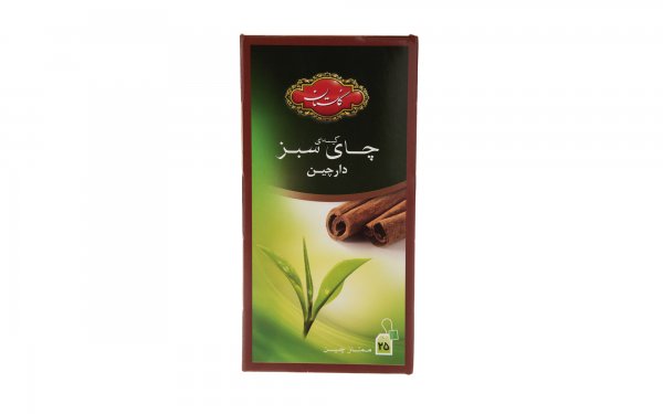 چای سبز کیسه‌ای با طعم دارچین گلستان بسته 25 عددی
