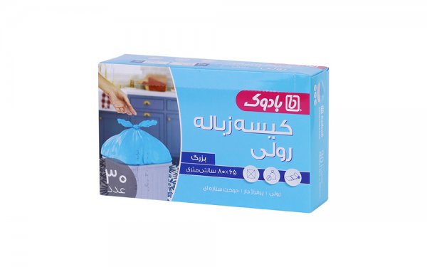 کیسه زباله رولی 80x65 سانتی‌متر بادوک بسته 30 عددی 