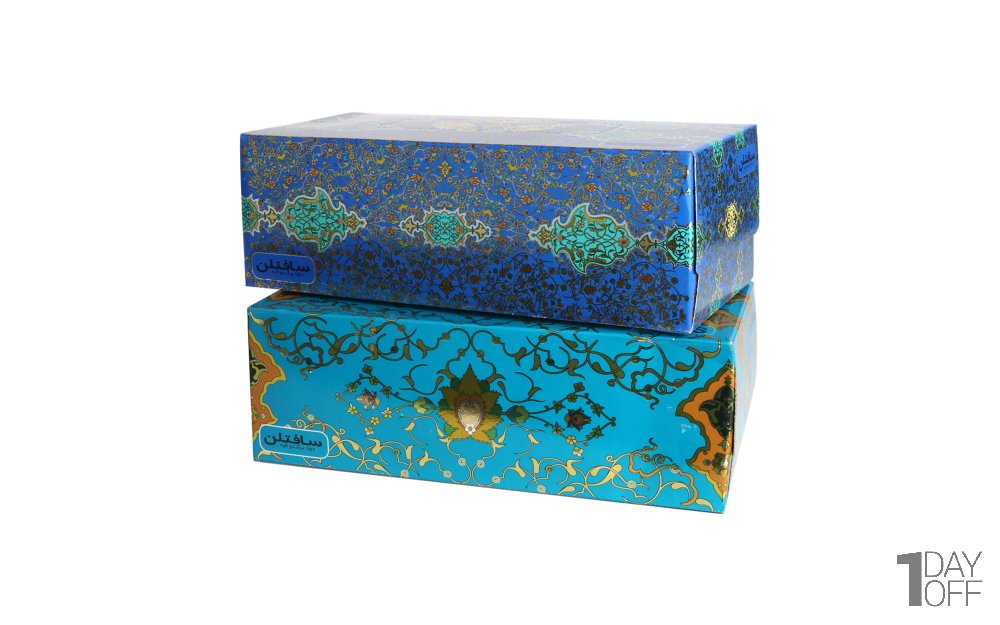 دستمال کاغذی دولایه سافتلن بسته 150 برگ طرح رندوم