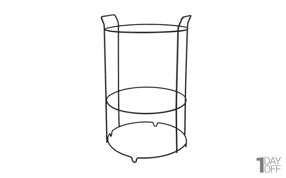 سبد سیب‌زمینی و پیاز فلزی گرد دو طبقه رنگ مشکی