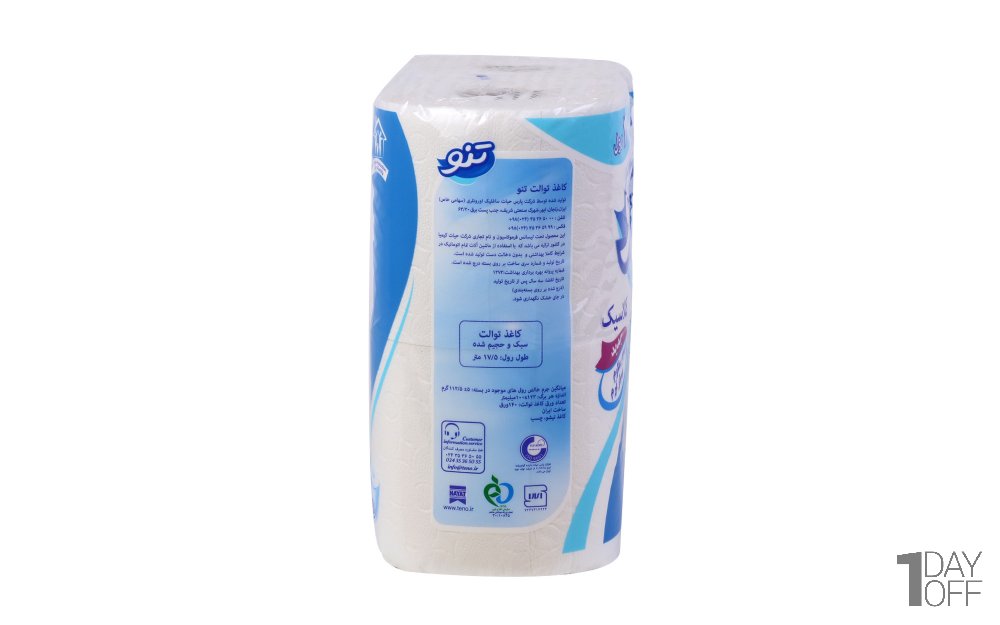 دستمال توالت سه‌لایه تنو بسته 4 رول