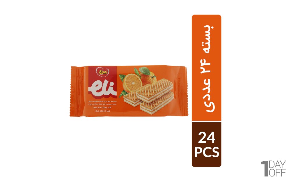 ویفر کرمدار با طعم پرتقال لینا بسته 24 عددی 