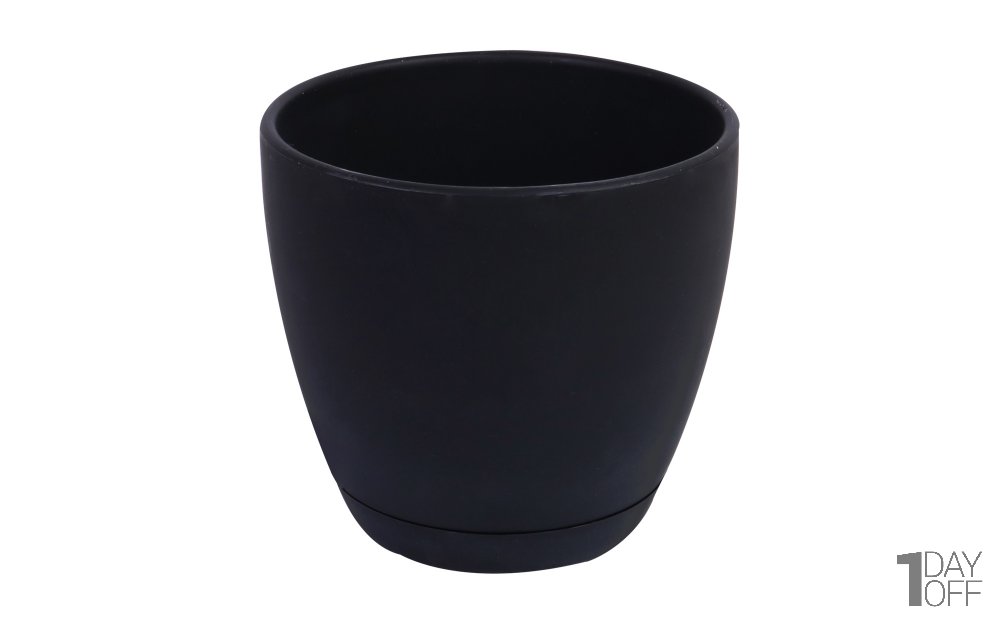 گلدان دایره‌ای مشکی سایز 12.5 کد 101 مهرنی (Mehrni)