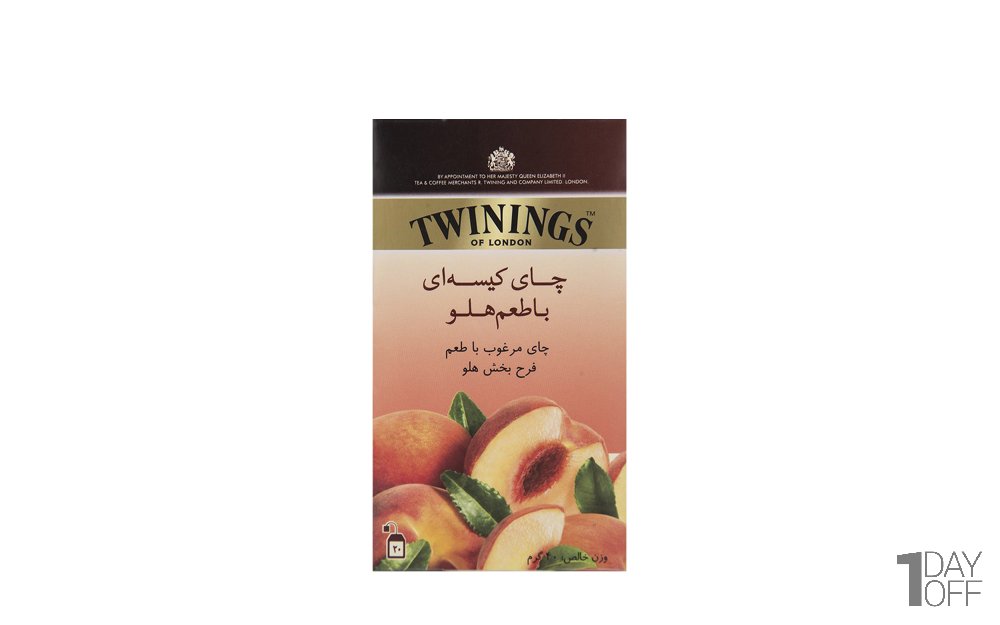 چای سیاه کیسه‌ای  با طعم هلو توینینگز بسته 20 عددی