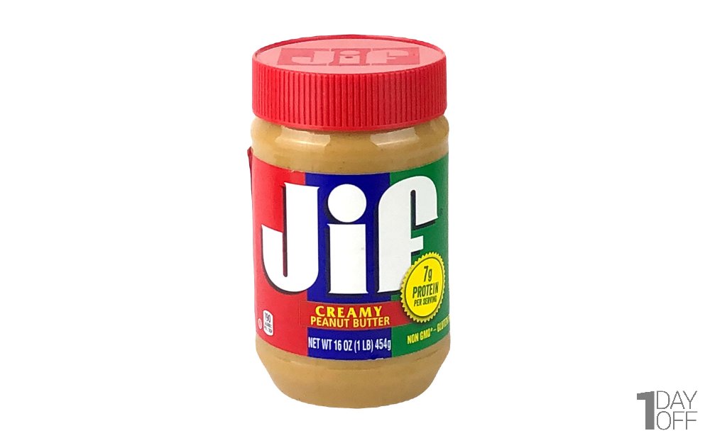 کره بادام‌زمینی کرمی جیف (Jif) نوع creamy مقدار 454 گرم