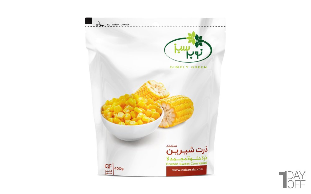 دانه ذرت شیرین منجمد نوبر سبز مقدار 400 گرم