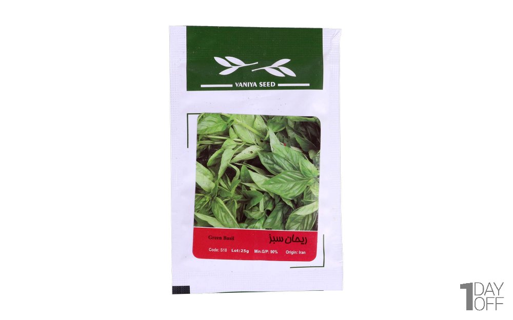 بذر ریحان سبز (Green Basil) وانیا آذر سبزینه کد S18 مقدار 25 گرم