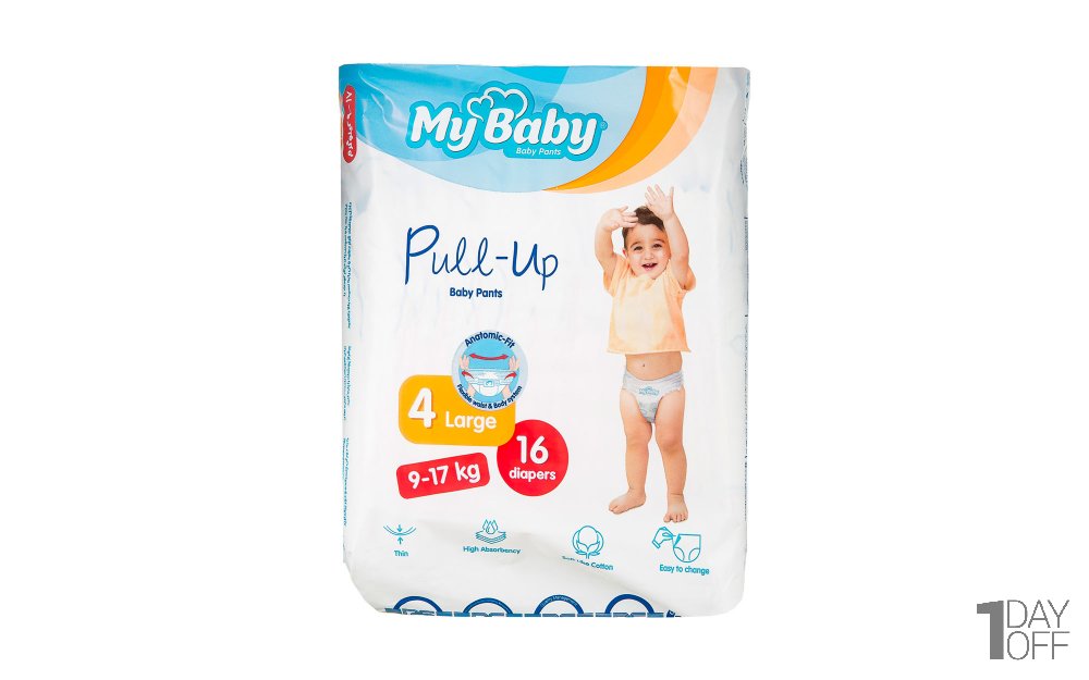 پوشک شورتی بچه مای بیبی سایز 4 بسته 16 عددی