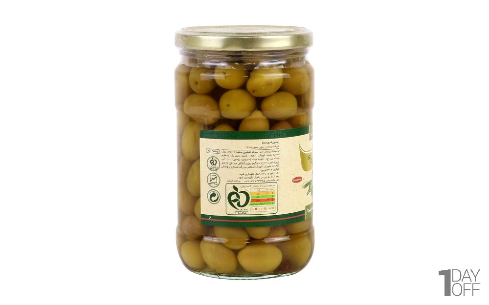 زیتون شور درشت درجه یک طعم‌دار سبزینه تک مقدار 700 گرم