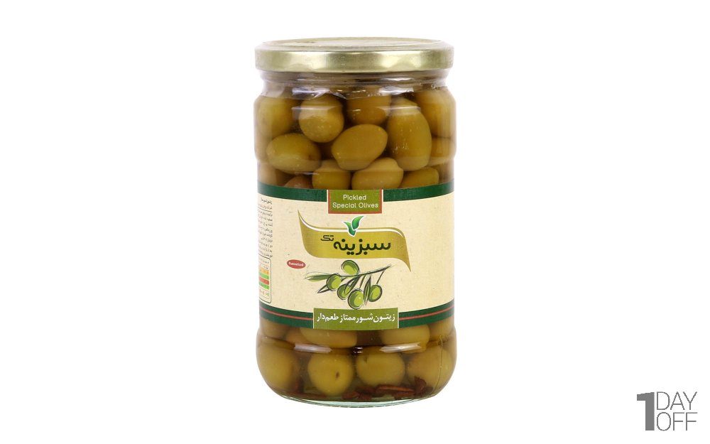 زیتون شور درشت درجه یک طعم‌دار سبزینه تک مقدار 700 گرم