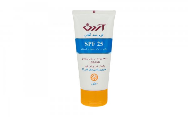 کرم ضدآفتاب SPF25 مقاوم در برابر عرق و شستشو آردن مقدار 50 میلی‌لیتر