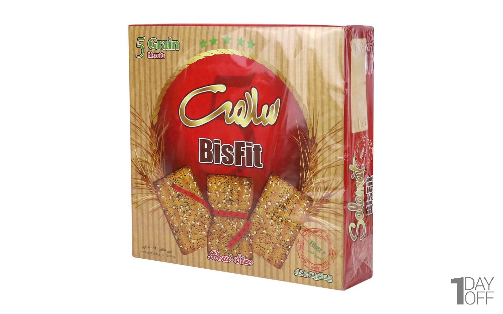 بیسکویت 5 غله با تزیین خرفه و کنجد سلامت مقدار 800 گرم