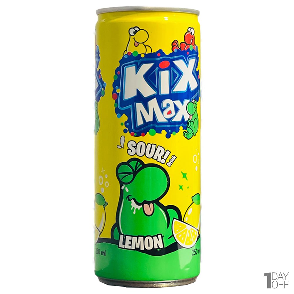 نوشیدنی گازدار کیکس مکس KIX MAX لیمو ترش مقدار 250 میلی‌لیتر
