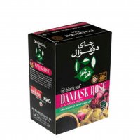چای سیاه و تکه‌های گل محمدی و هل دوغزال 100 گرم