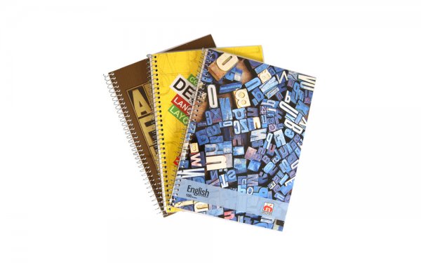 دفتر زبان دو خط سیمی با جلد پلاستیکی نهال 100 برگ