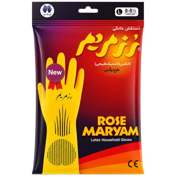 دستکش خانگی ساق کوتاه رز مریم سایز بزرگ رنگ رندم