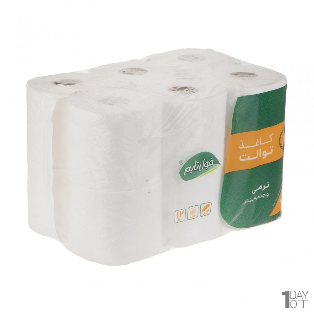 دستمال توالت چهارلایه 12 رول فول تایم
