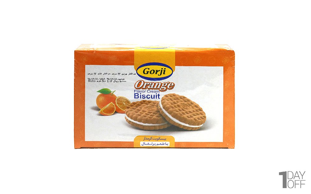 بیسکویت پذیرایی کرم‌دار گرجی با طعم پرتقال مقدار 380 گرم