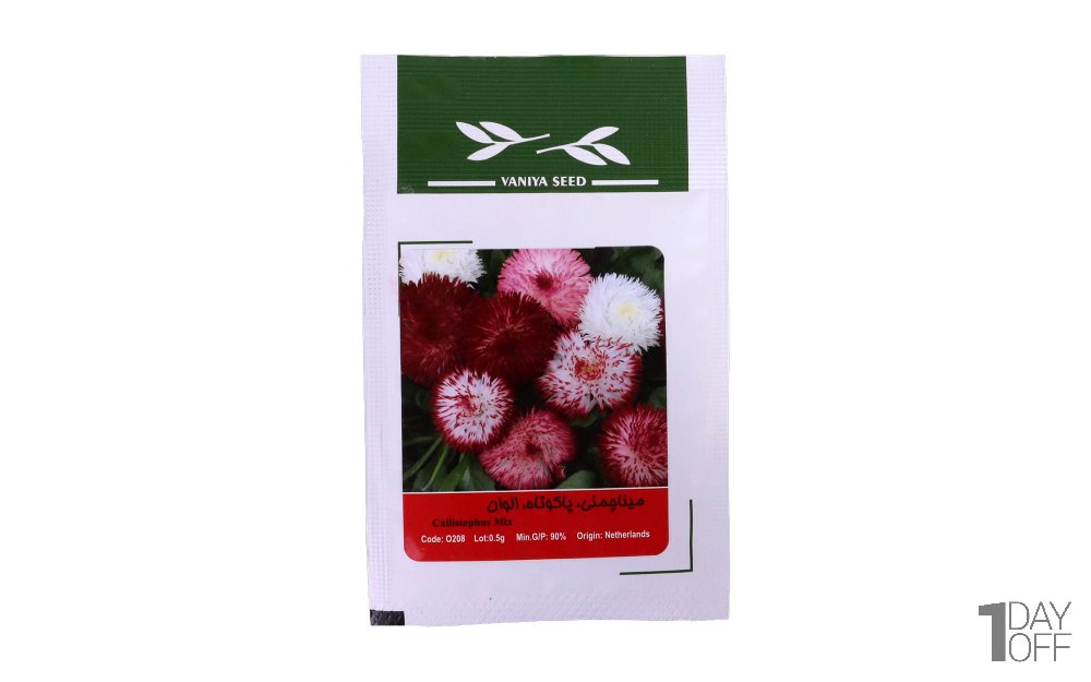 مینا چمنی پاکوتاه الوان (Callistephus Mix) وانیا آذر سبزینه کد O208 مقدار 0.5 گرم