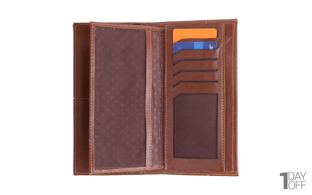 کیف پول چرم قهوه‌ای روشن تتیس (TETIS) کد 0010