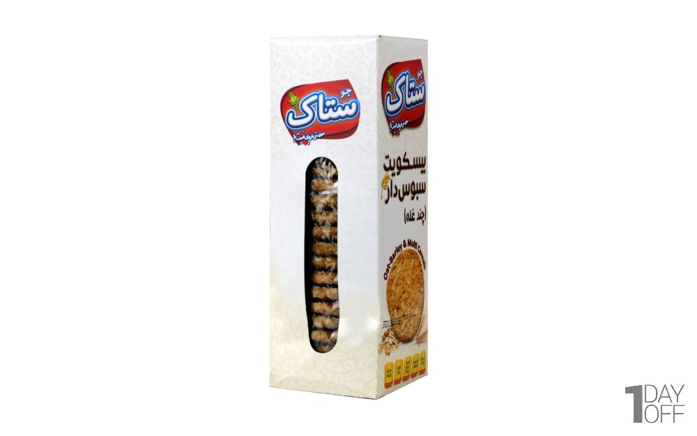 بیسکویت سبوس‌دار چندغله ستاک مقدار 370 گرم