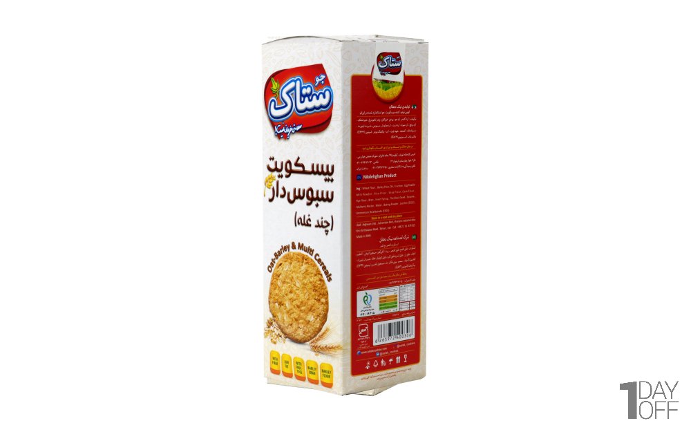 بیسکویت سبوس‌دار چندغله ستاک مقدار 370 گرم