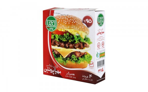 همبرگر ممتاز 95% گوشت قرمز مهیاپروتئین مقدار 400 گرم
