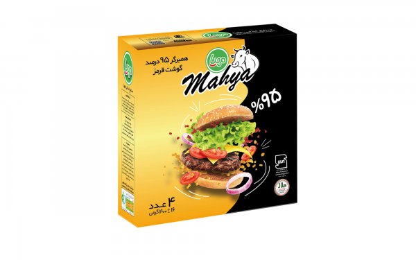 همبرگر ممتاز 95% گوشت قرمز مهیاپروتئین مقدار 400 گرم