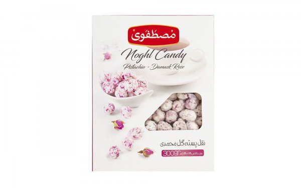 نقل پسته گل محمدی مصطفوی مقدار 300 گرم