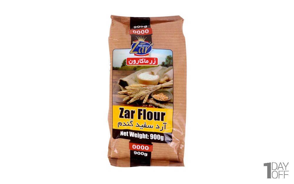 آرد سفید گندم زرماکارون نوع 0000 مقدار 900 گرم
