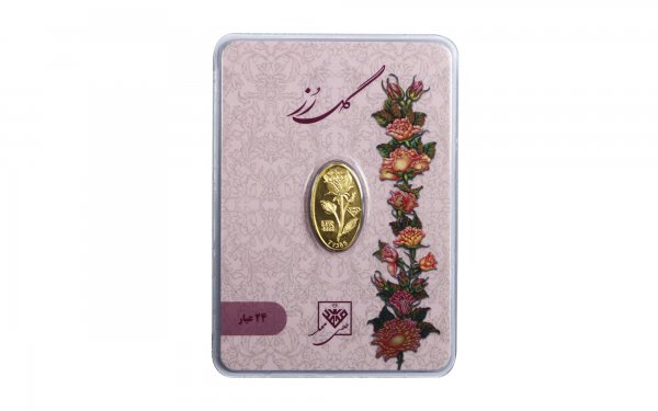 شمش طلای 24 عیار مدل گل رز مقدار 0.100 گرم