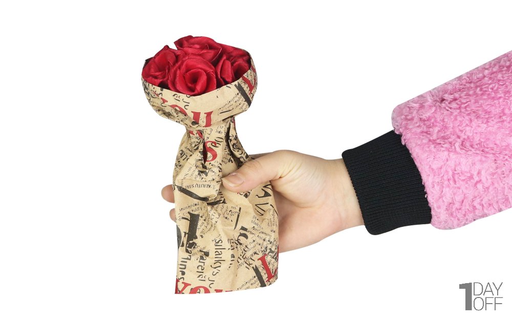 دسته گل رز کاغذی 7 عددی رنگ سرخابی