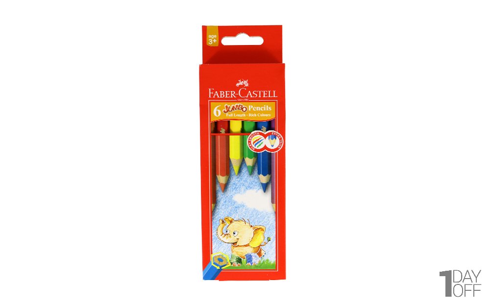 مداد رنگی 6 رنگ فابر کاستل (Faber Castell) مدل جامبو