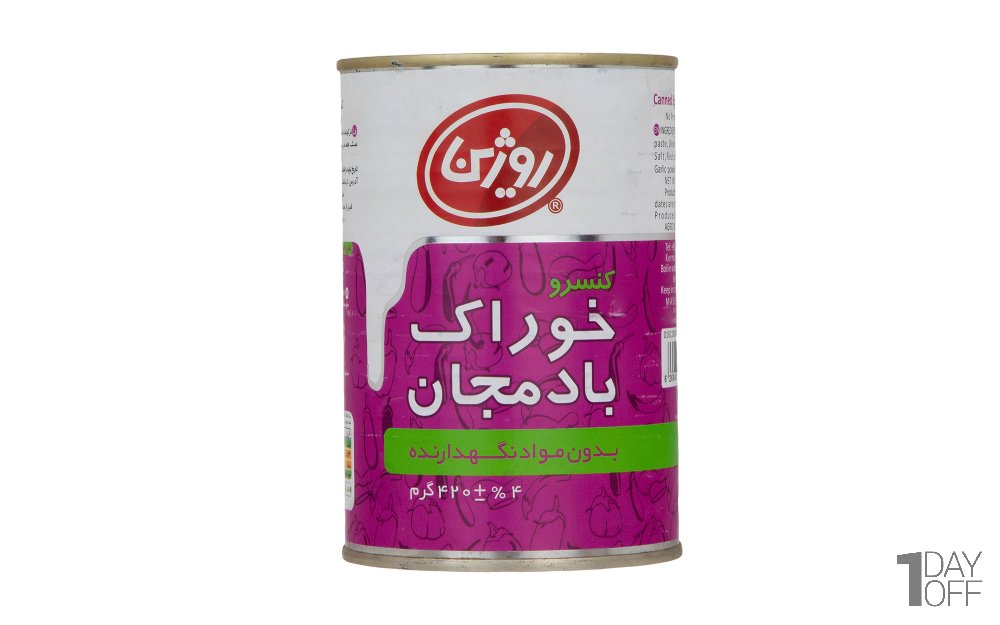 کنسرو خوراک بادمجان روژین مقدار 420 گرم